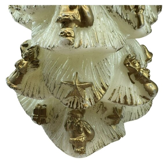 Vintage White 9" Christmas Tree Gold Painted Ornaments Never Burned Collectible - Picture 4 of 7